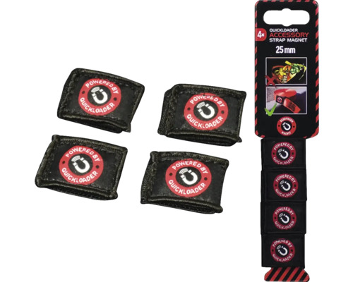Magnet 25 mm QUICKLOADER Doplňky, 4 ks Čtyři magnety na popruhy Quickloader pro popruhy o šířce 25 milimetrů s obalem a logem Quickloader.