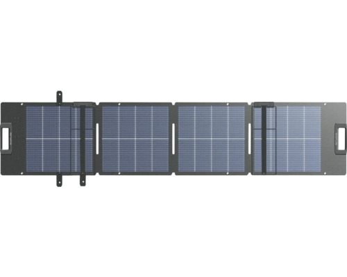 Skládací solární panel EcoFlow se čtyřmi solárními moduly a integrovanými držadly pro mobilní napájení.