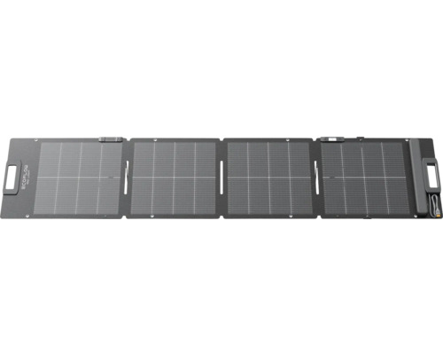Přenosný skládací solární panel EcoFlow se čtyřmi segmenty a integrovanými rukojeťmi pro mobilní napájení.