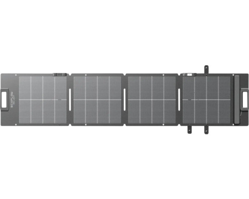 Přenosný skládací 110 Watt solární panel EcoFlow Light se čtyřmi segmenty a rukojeťmi.