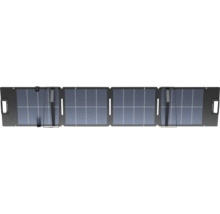 Skládací solární panel EcoFlow se čtyřmi sekcemi, integrovanými rukojeťmi a podpěrami pro přenosnou výrobu energie.