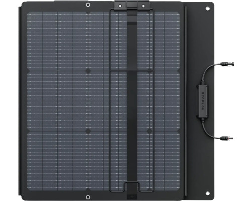 Přenosný solární panel EcoFlow s připojovacími kabely a upevňovacími oky.