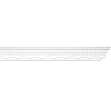 Bílá stropní lišta s opakujícím se ozdobným ornamentem v klasickém stylu pro interiérový design.