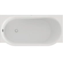 Bílá obdélníková vestavná vana s oválným vnitřním tvarem a bočním přepadem.