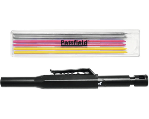 Popisovač pro hluboké otvory Pattfield s náhradními tuhami v plastovém pouzdře.