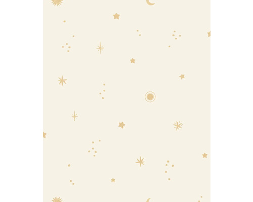 Vliesová tapeta s hvězdami, slunci a měsíci v hravém designu pro dětský pokoj.