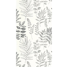 Vzor tapety s ručně kreslenými botanickými ilustracemi různých listů a větví ve stylu skici.
