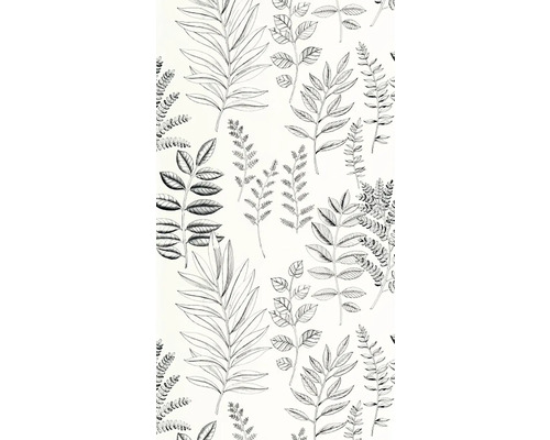 Vzor tapety s ručně kreslenými botanickými ilustracemi různých listů a větví ve stylu skici.