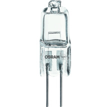 Halogenová žárovka Osram G4 s kolíkovou paticí z čirého skla s viditelným vláknem.