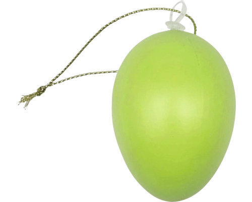 Zelené velikonoční vajíčko k zavěšení se šňůrkou pro velikonoční dekoraci.