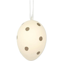 Dekorativní velikonoční vajíčko k zavěšení s tečkovaným vzorem.