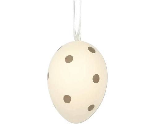 Dekorativní velikonoční vajíčko k zavěšení s tečkovaným vzorem.