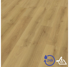 Laminátová podlaha se vzhledem dřeva s ochranou proti vodě po dobu 24 hodin a povrchem odolným proti poškrábání.