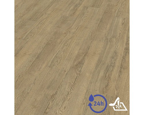 Laminátová podlaha v dekoru dubu s autentickou strukturou, 24 hodin voděodolná a vysoce odolná.