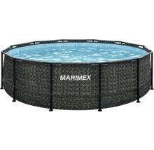 Nadzemní kruhový bazén Marimex s kovovým rámem a stěnou s dekorem ratanu