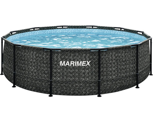 Nadzemní kruhový bazén Marimex s kovovým rámem a stěnou s dekorem ratanu