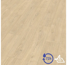 Laminátová podlaha s dekorem dřeva a texturou, 72hodinová odolnost proti vodě a povrch odolný proti poškrábání.