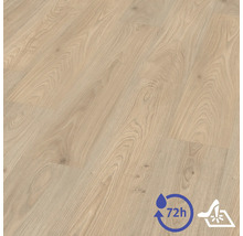 Laminátová podlaha se vzhledem dubu s kresbou dřeva, odolná proti vodě po dobu 72 hodin a odolná proti opotřebení.