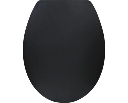 WC sedátko v černé barvě, oválný tvar, uzavřené víko.