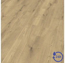 Laminátová podlaha se vzorem dřeva, voděodolná po dobu 24 hodin.