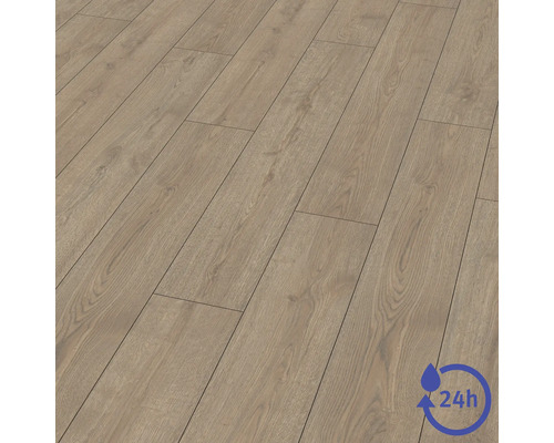 Laminátová podlaha se vzhledem dřeva s 24hodinovou odolností proti vodě.