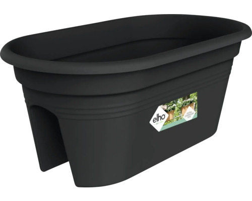 Balkonový truhlík elho z plastu na zábradlí, černý.