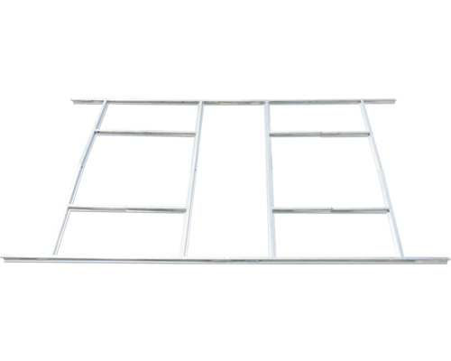 Stabilní kovový rám pro základy skleníků.