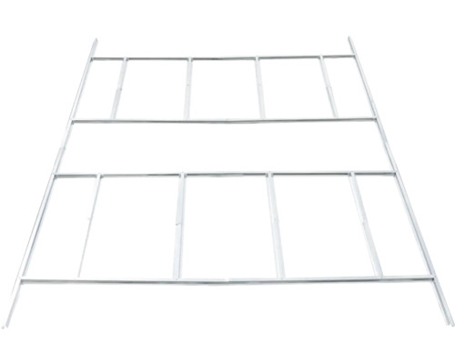 Kovový základový rám pro zahradní domky se stabilizačními příčkami.