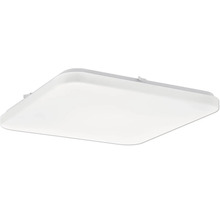 Čtvercové stropní LED svítidlo se zaoblenými rohy a plochým profilem.