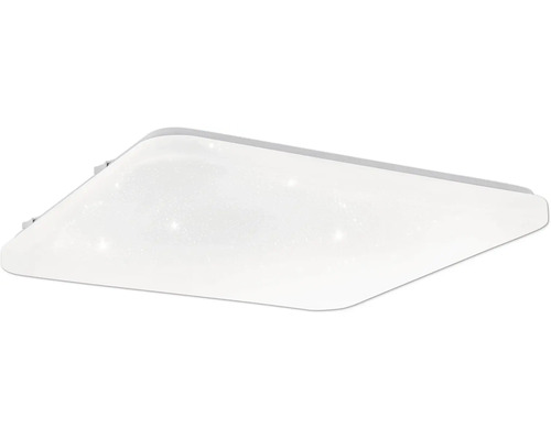 Čtvercové LED stropní svítidlo v bílé barvě s efektem hvězdné oblohy a zaoblenými rohy.