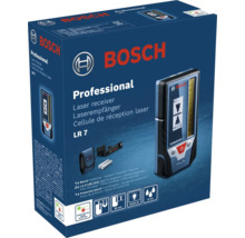 Sada laserového přijímače Bosch Professional LR 7 s držákem, bateriemi a pouzdrem, ochrana proti prachu a stříkající vodě IP 54.