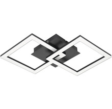 Moderní stropní LED svítidlo skládající se ze dvou do sebe zapadajících čtvercových rámů v černé a bílé barvě.