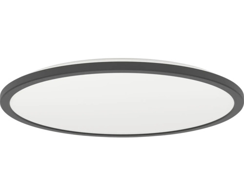 Kulaté LED stropní svítidlo s tmavě šedým rámem a bílým difuzorem pro rovnoměrné osvětlení.