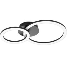 Moderní LED stropní svítidlo se dvěma propletenými kruhy v černé a bílé barvě.