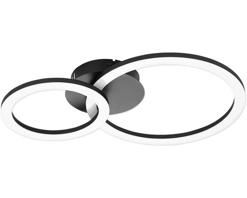Moderní LED stropní svítidlo se dvěma propletenými kruhy v černé a bílé barvě.