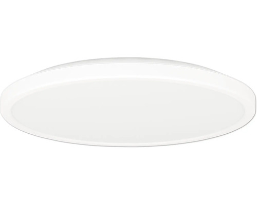 Ploché, kulaté stropní LED svítidlo v bílé barvě.