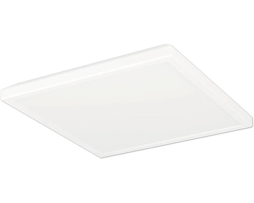 Čtvercový bílý LED panel pro montáž na strop nebo stěnu, ploché provedení.