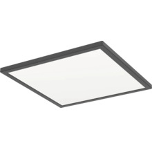 Čtvercový LED panel s tenkým černým rámem a bílou světelnou plochou.
