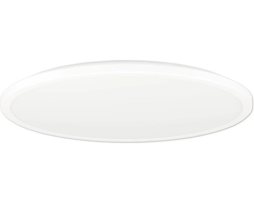 Ploché, kulaté LED stropní svítidlo v bílé barvě.