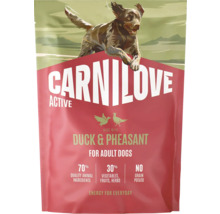 Granule pro dospělé psy Carnilove Active s kachnou a bažantem, 70 procent živočišných složek, bez obilovin a brambor.