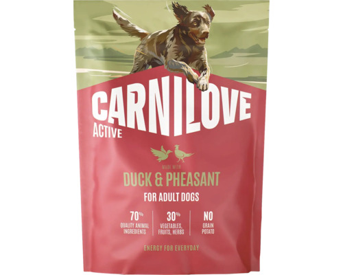 Granule pro dospělé psy Carnilove Active s kachnou a bažantem, 70 procent živočišných složek, bez obilovin a brambor.