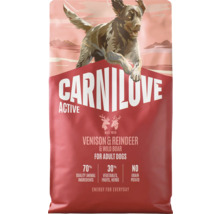 Carnilove Active krmivo pro dospělé psy se zvěřinou, sobem a divočákem. 70 procent živočišných složek, 30 procent zeleniny a ovoce.