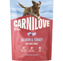 Carnilove Active granule pro dospělé psy s lososem a krůtou, 70 procent živočišných složek, bez obilovin.
