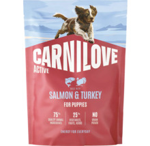 Krmivo pro štěňata Carnilove Active Salmon and Turkey, bez obilovin, 75 procent živočišných složek.
