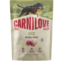Granule Carnilove True Fresh Duck pro psy malých plemen se 60 procenty čerstvého kachního masa, bez obilovin a brambor.