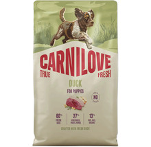 Krmivo pro štěňata Carnilove True Fresh Duck, bez obilovin a brambor, s 60 procenty čerstvé kachny a 27 procenty zeleniny.