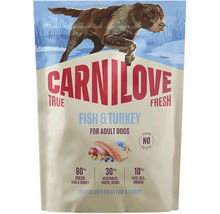 Krmivo pro psy Carnilove True Fresh Fish & Turkey pro dospělé psy, bez obilovin a brambor, 60 procent čerstvých ryb a krocana.
