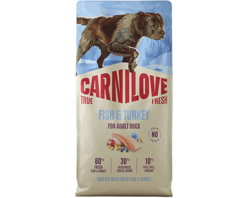 Krmivo pro psy Carnilove True Fresh ryba a krůta pro dospělé psy, bez obilovin a brambor.