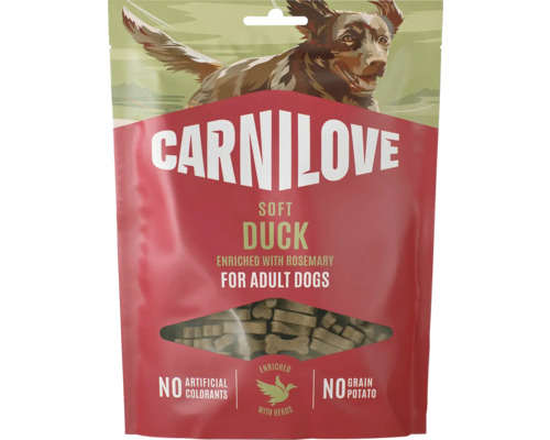 Poloměkké pamlsky Carnilove Soft Duck s rozmarýnem pro dospělé psy, bez obilovin a brambor.