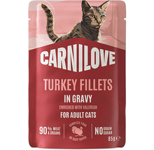 Carnilove kapsička krůtí filety v omáčce pro dospělé kočky s kozlíkem lékařským 85 gramů bez obilovin.